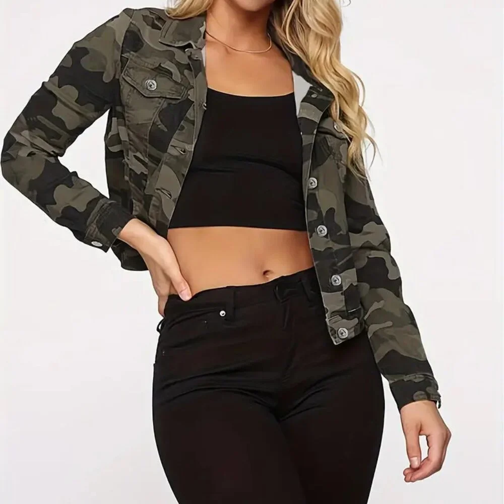 Washed Camo Denim Jacket (Size: L - XL ) - Picture 1 of 4